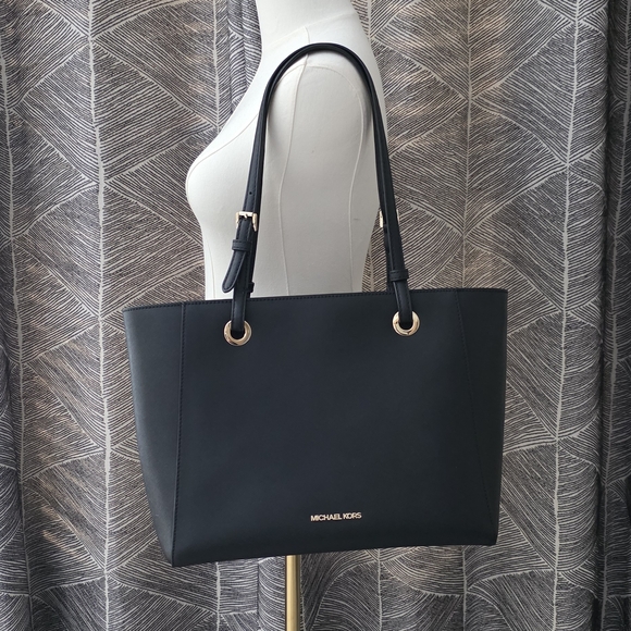 Michael Kors Handbags - Michael Kors Black Saffiano Leather Tote with Gold Details